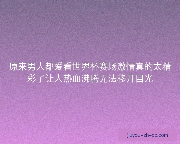 原来男人都爱看世界杯赛场激情真的太精彩了让人热血沸腾无法移开目光